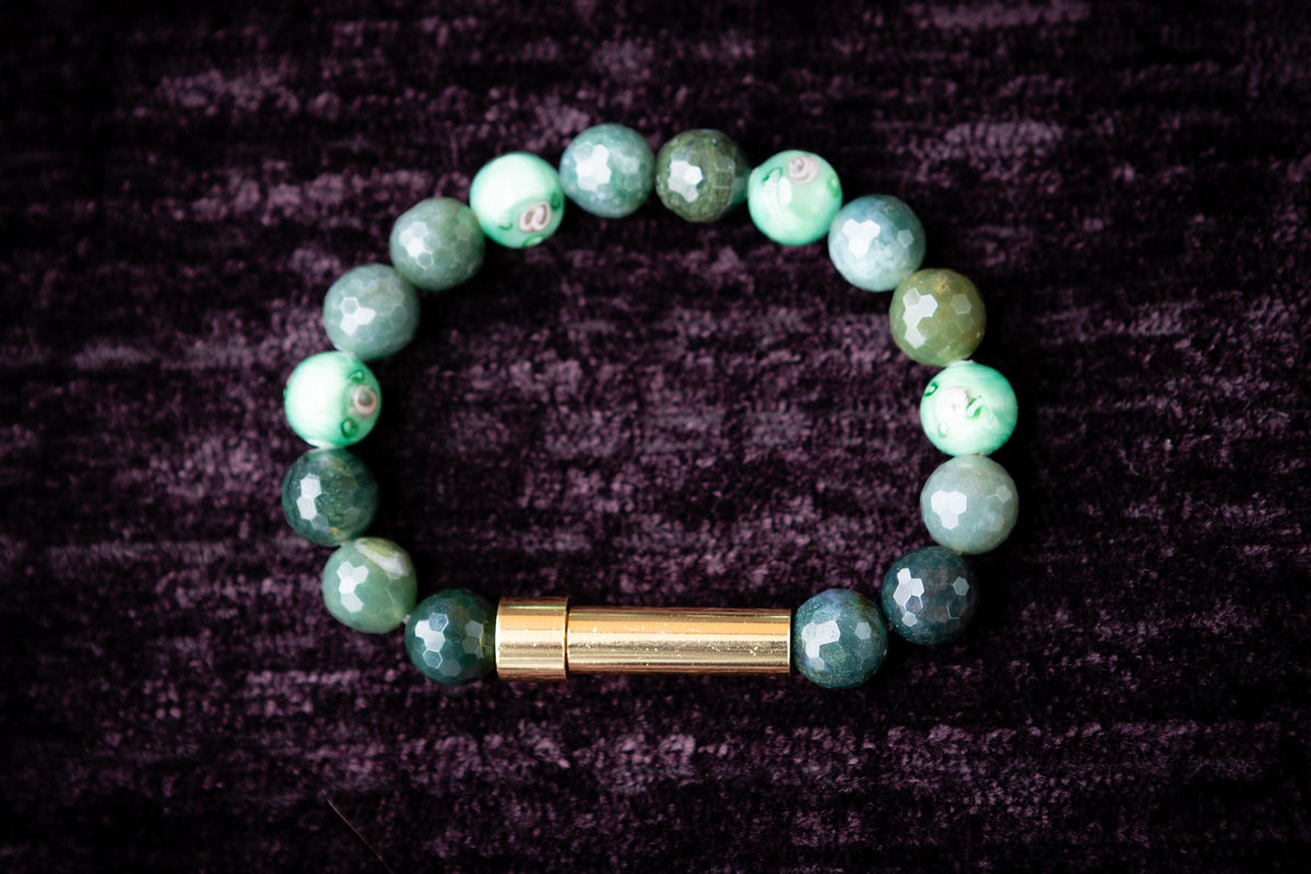 Moss Agate Flower Bracelet for Hair Fur or Ash